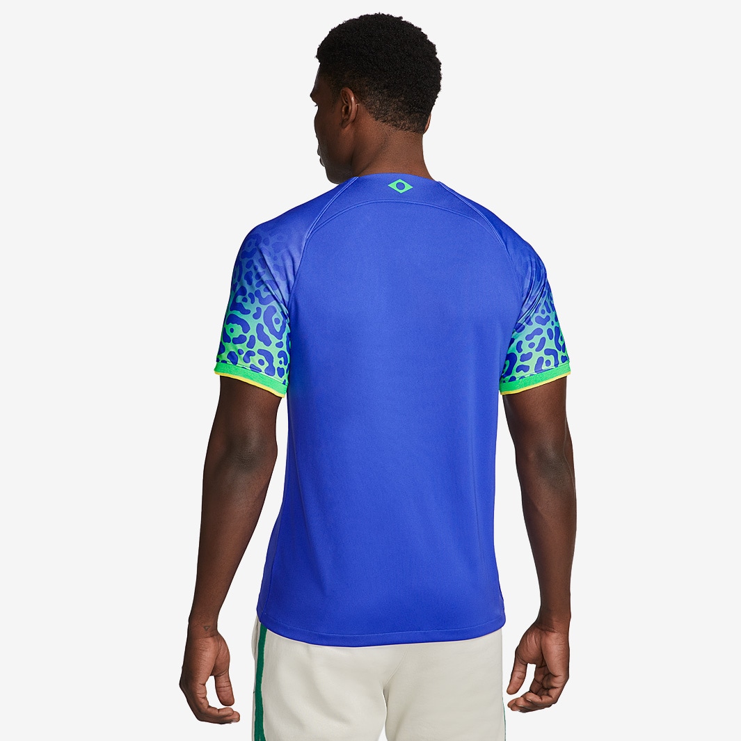 Nike Brazil 22/23 Dri-Fit SS Away Shirt - Paramount Blue/Green Spark ...