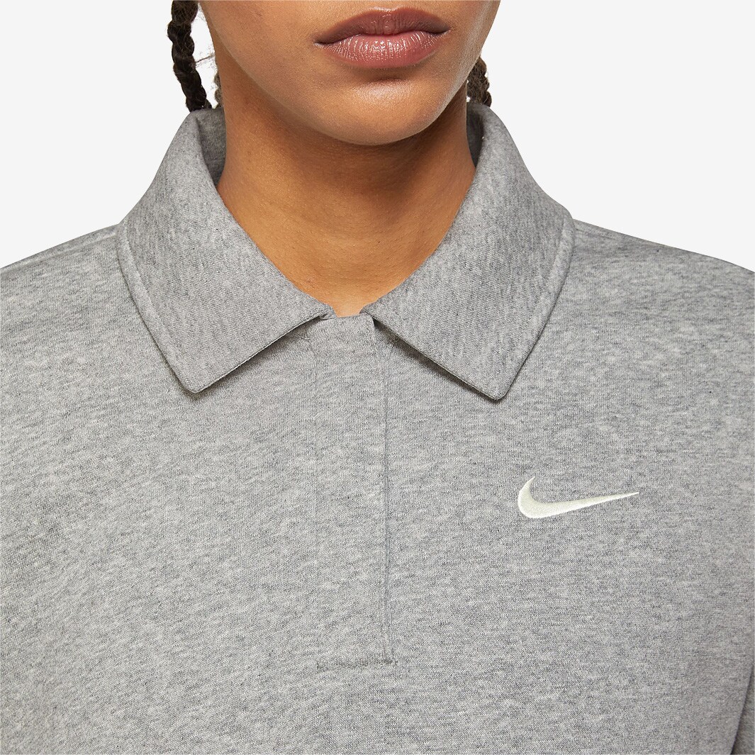 Polo Nike Sportswear Donna Phoenix Fleece Cropped Grigio Scuro Heather Sail Abbigliamento Donna Pro Direct Soccer