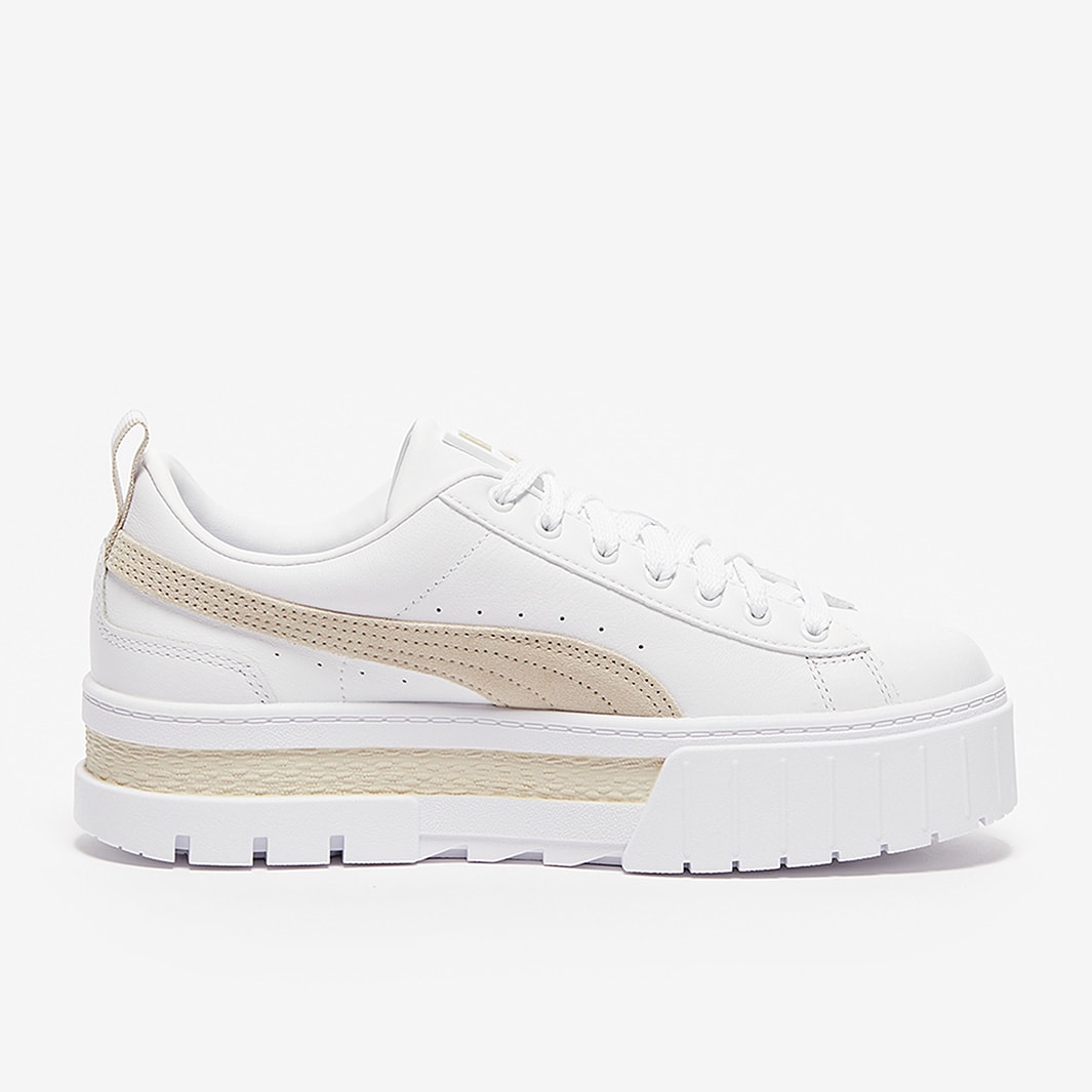 Puma Womens Mayze Leather - Puma White/Peyote - Trainers - Womens Shoes ...