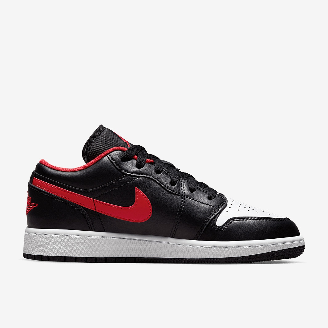 Air Jordan 1 Low Older Kids (GS) - Black/Fire Red/White - Boys Shoes ...