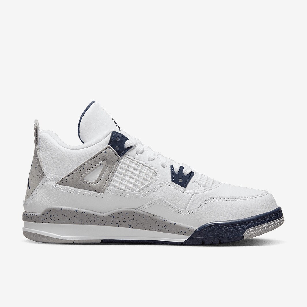Jordan 4 Retro Younger Kids (PS) White/Midnight Navy/Light Smoke Grey