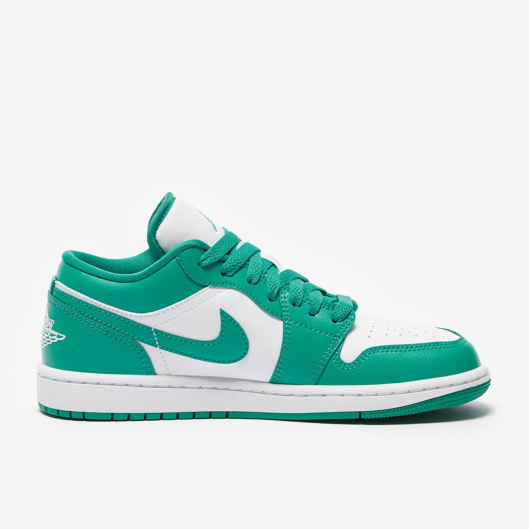 Womens Air Jordan 1 Low White/New Emerald/White Womens Shoes