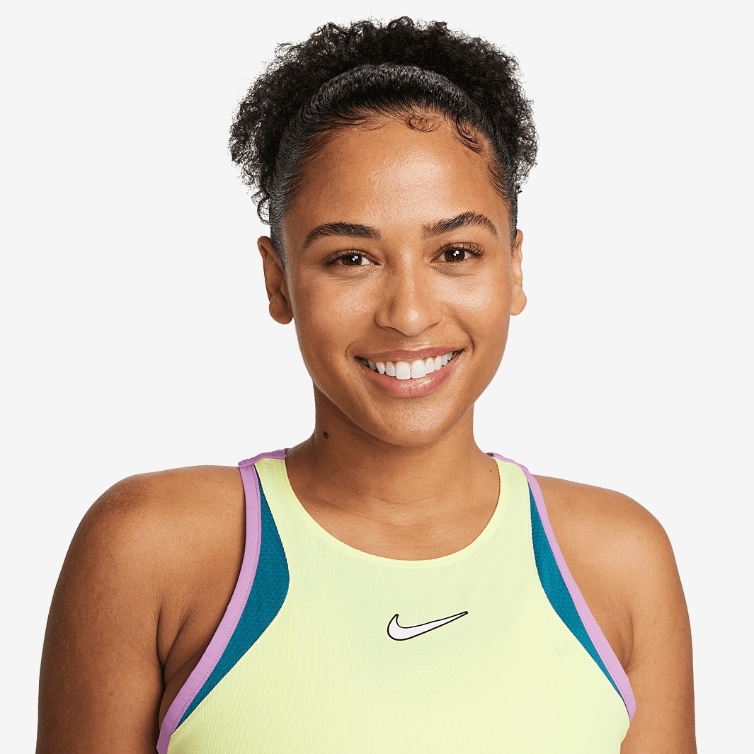 Nike Womens Court DriFIT Slam Dress Lemon Chiffon/Green Abyss/White