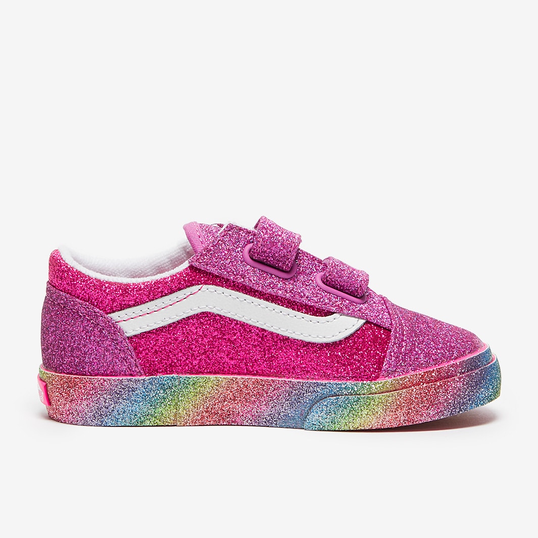 Vans Toddler Old Skool Velcro Glitter Rainglow Pink Multi 48 Boys Shoes