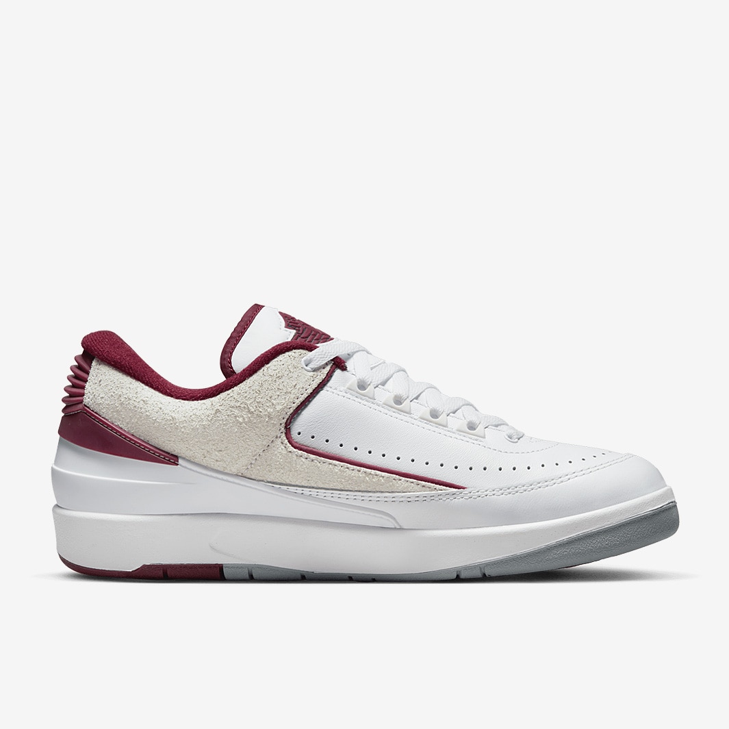 Air Jordan 2 Retro Low - White/Cherrywood Red/Light Steel Grey - Mens ...