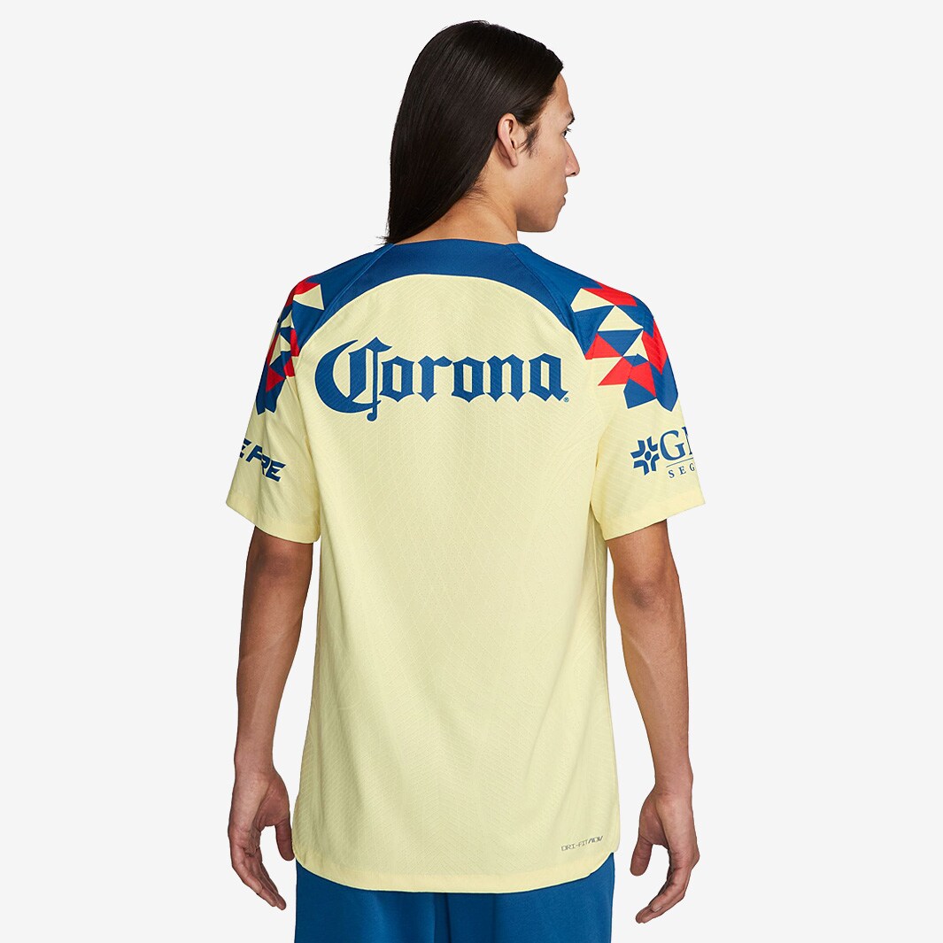 Nike Club America Authentic Custom Name Match Home Jersey w/ Liga MX Patch 23/24 (Lemon Chiffon/Blue Jay) Size XL