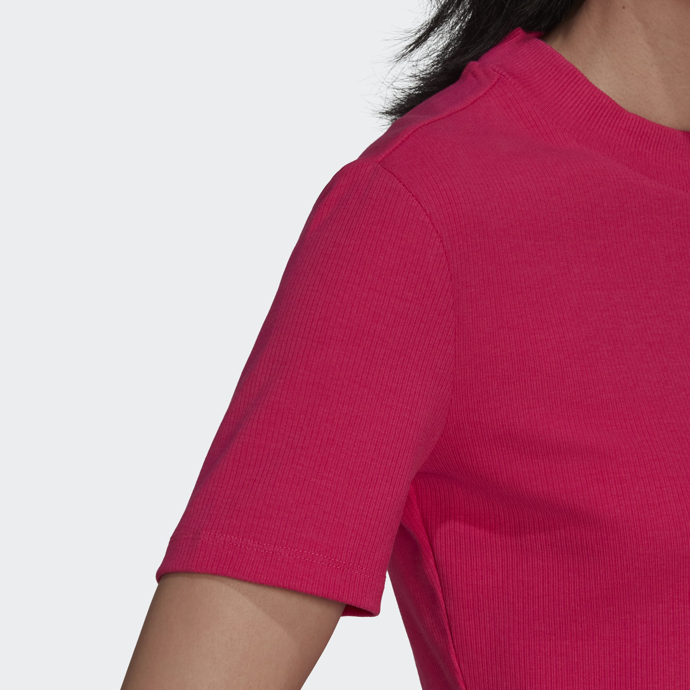 adidas Originals Adicolor Essentials Rib Crop Top Real Magenta Womens