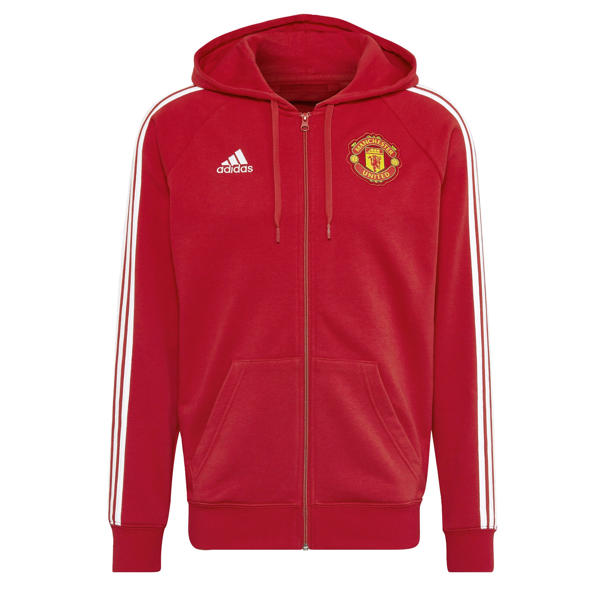 adidas Manchester United 22/23 DNA FZ Hoodie - Real Red - Mens