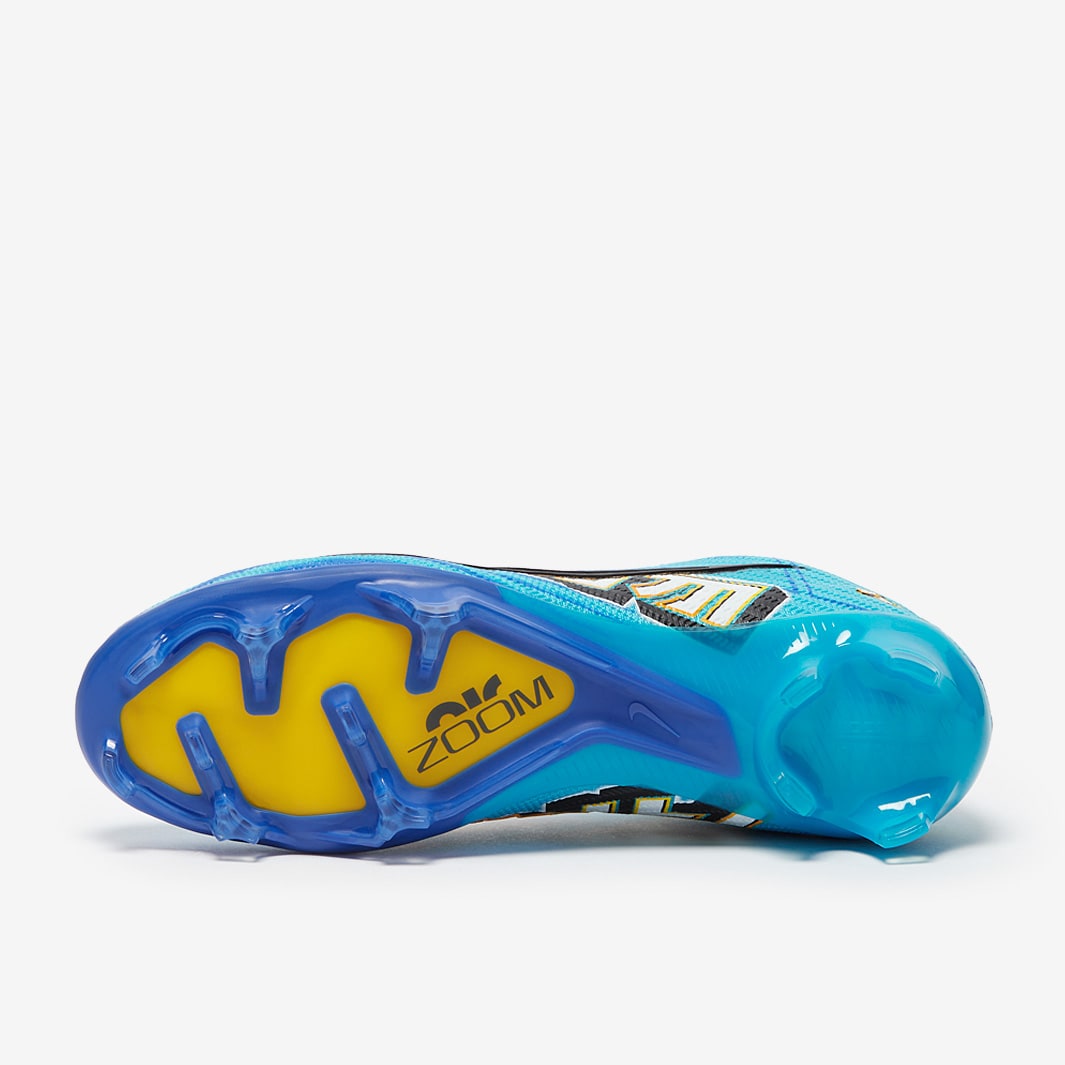 Kylian Mbappe x Nike Air Zoom Mercurial Vapor 15 Elite TF Soccer Shoes in  Blue, Yellow and Black Colorway