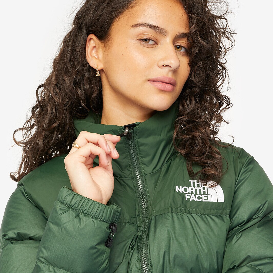 The North Face Womens 1996 Retro Nuptse Jacket Dark Green Tops