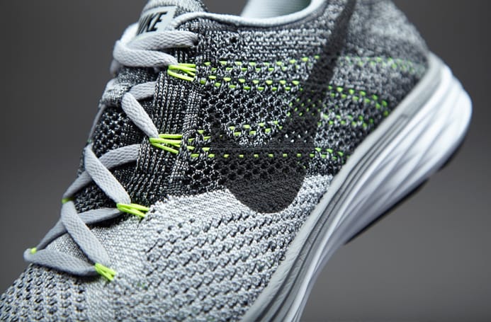 Mens Shoes Nike Flyknit Lunar3 Wolf Grey/Black/White/Volt