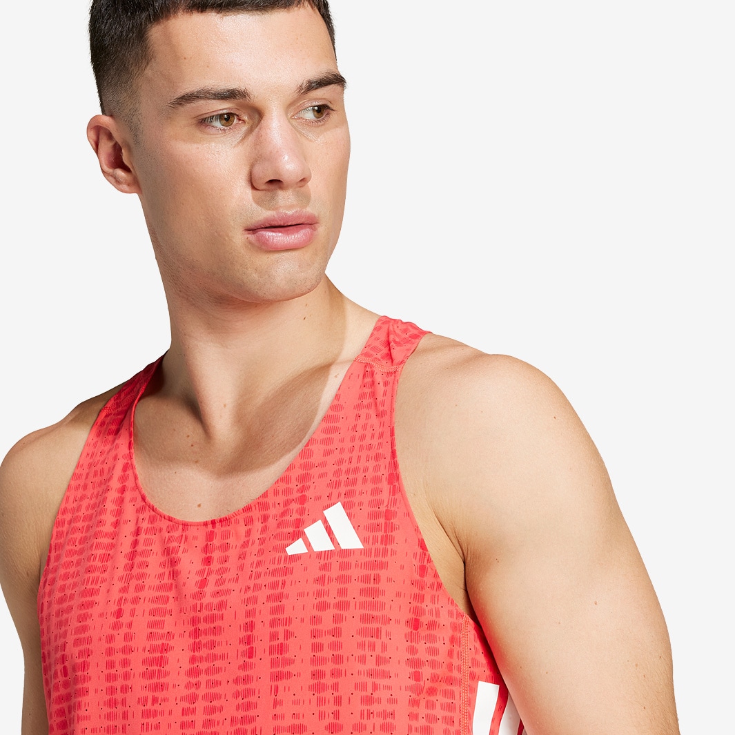 adidas adizero Singlet Semi Lucid Red/Pure Ruby Mens Clothing