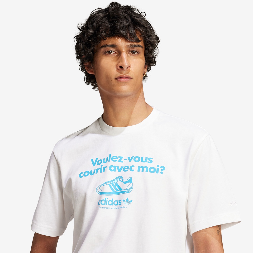 Adidas Adicolor T Shirt Adidas Courir Adidas Originals Graphic T-Shirt  White Tops Mens Clothing
