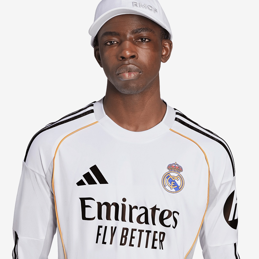adidas Real Madrid 25/26 LS Home Jersey - White - Mens Replica |