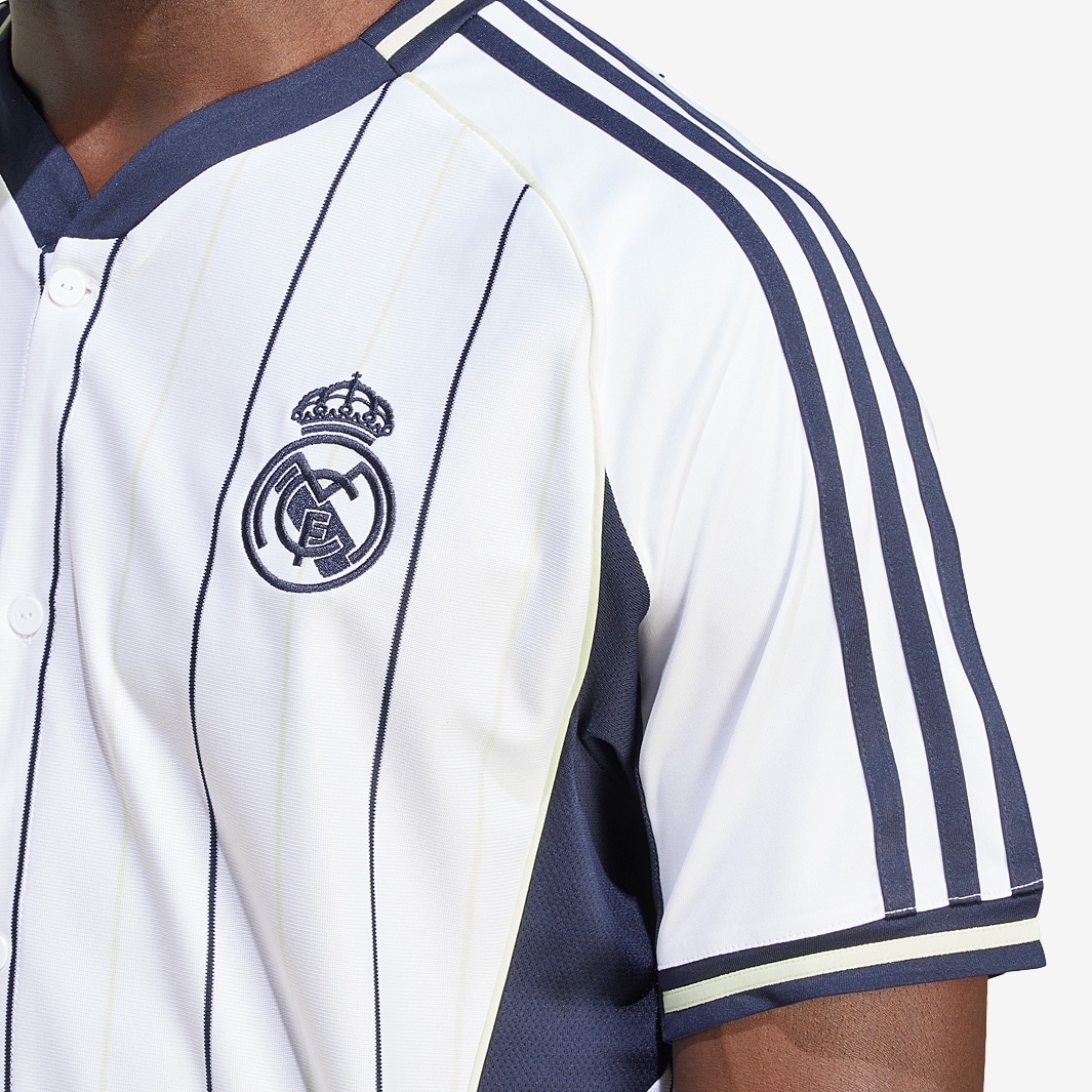 adidas Real Madrid Baseball Jersey - White/Legend Ink - Mens