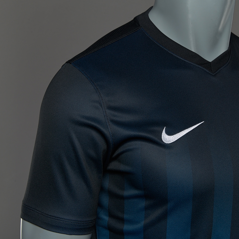 Nike Striped Division II SS Jersey Mens Football Teamwear - Black/Royal Blue/White | Pro:Direct Soccer