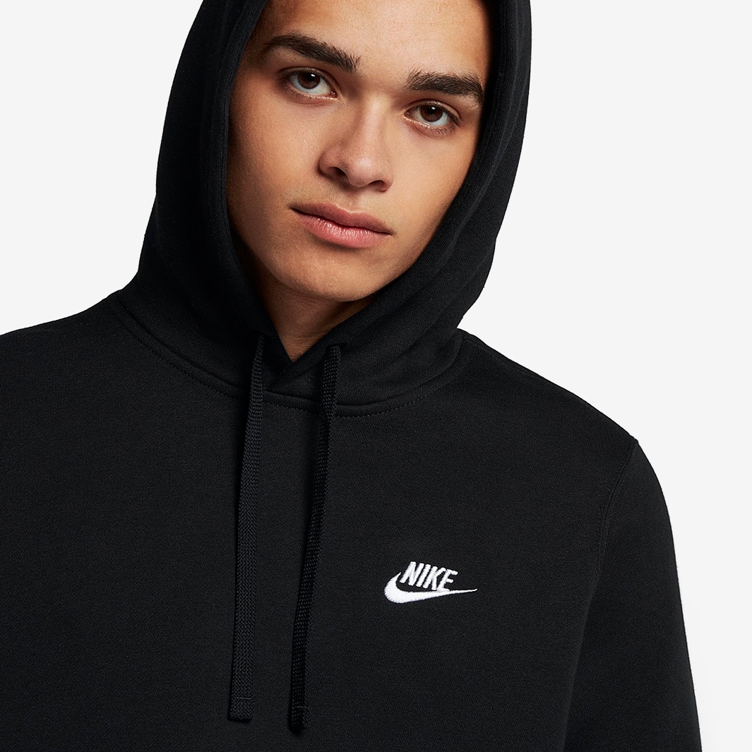 Nike Sportswear Club Fleece Pullover Hoodie - Black/White - Mens Clothing