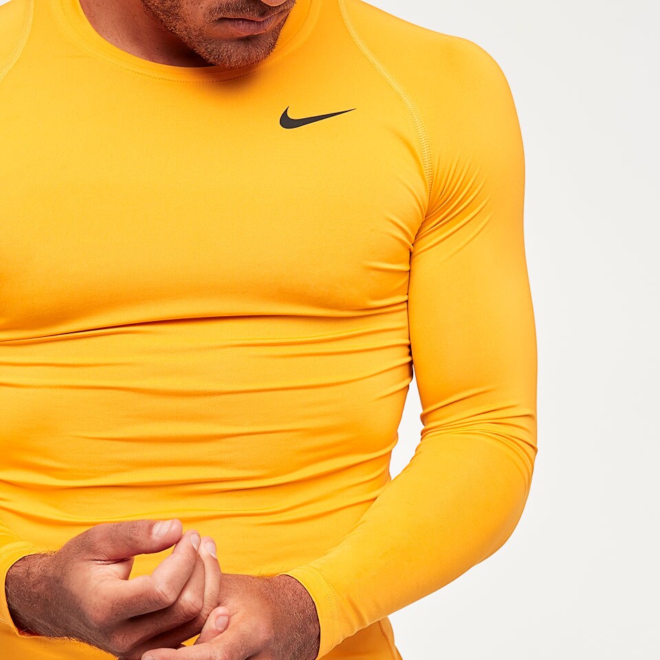 nike pro combat yellow long sleeve