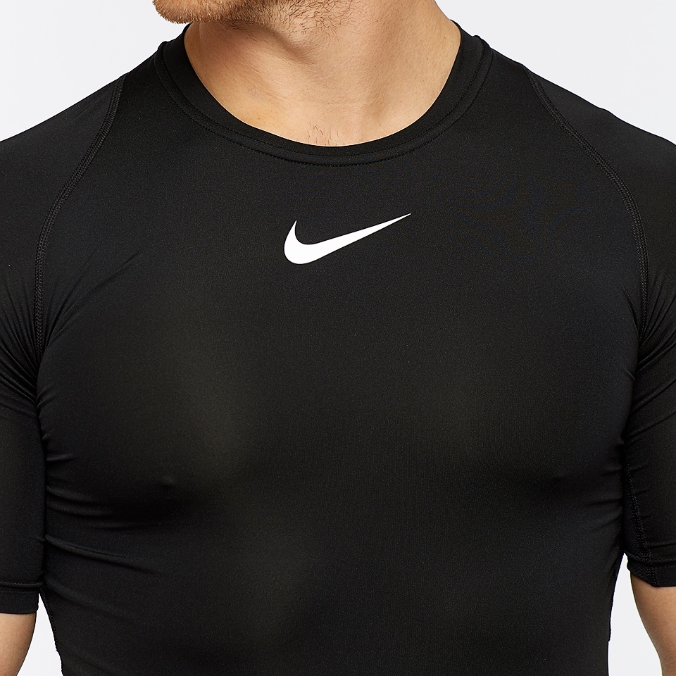 Ropa para hombre Compresión - Camiseta Nike Pro corta de compresión - Negro/Blanco/Blanco - | Soccer