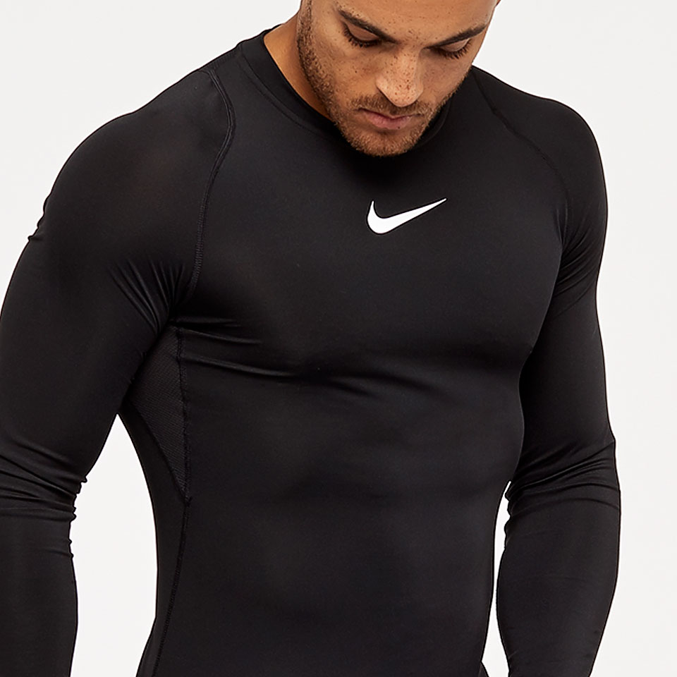 Ropa para hombre - Compresión - Camiseta Nike Pro manga larga de compresión Negro/Blanco/Blanco - 838077-010 | Pro:Direct Soccer