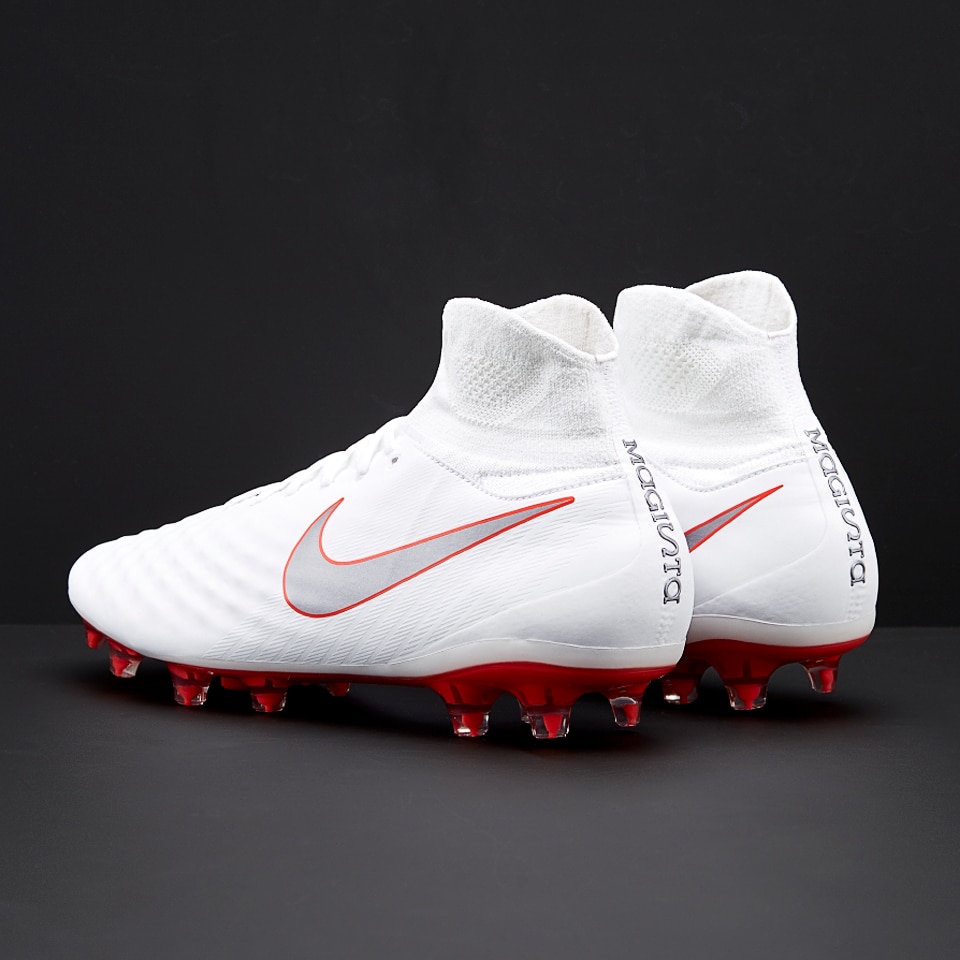 Botas de fútbol Césped natural firme Nike Magista Obra Pro DF FG - Blanco/Gris/Crimson AH7308-107 | Pro:Direct Soccer
