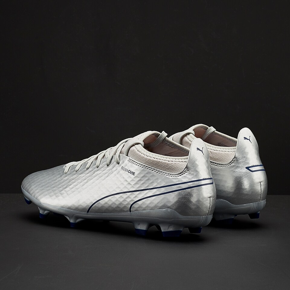 Puma One Chrome 2 FG Mens Boots Firm Ground 10406301 Silver Blue Depths Pro Direct Soccer