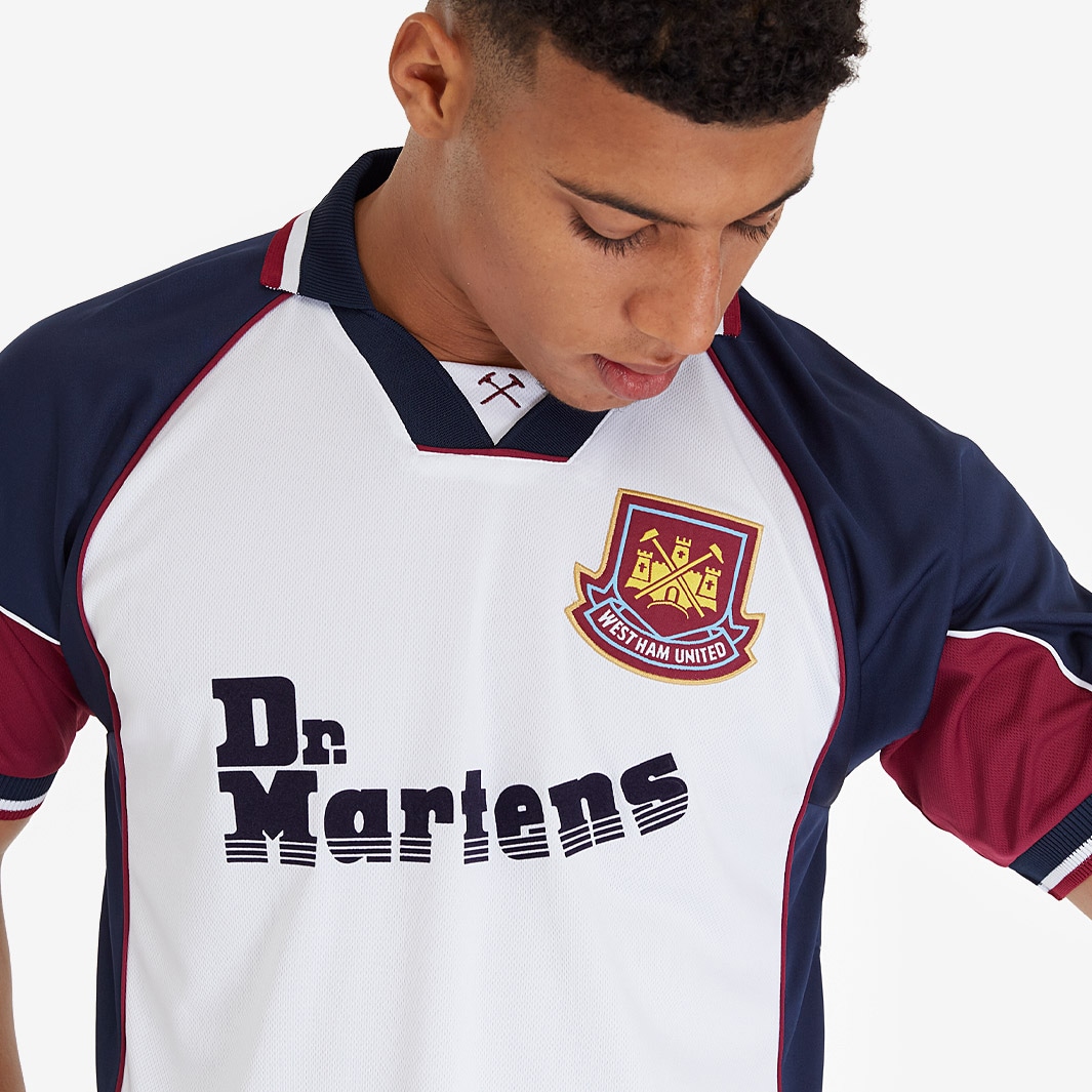 Score Draw Retro West Ham 1998 Away Shirt - White/Claret - Mens