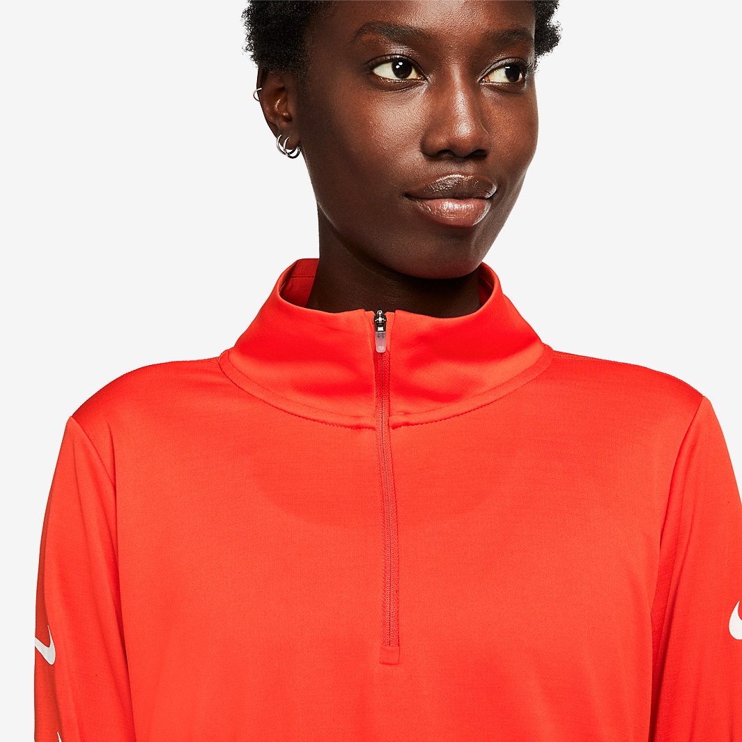 Nike Womens Swoosh Half Zip Top - Team Orange/White - Womens