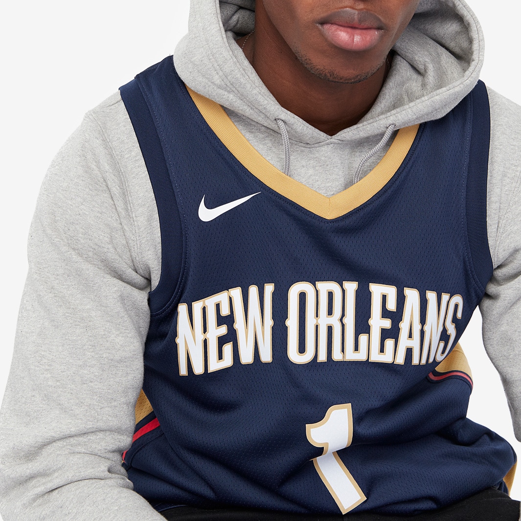 Men's Nike Zion Williamson Navy New Orleans Pelicans Swingman Sponsor Patch  Replica Jersey - Icon Edition