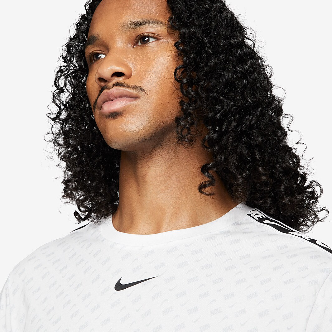 Nike Sportswear Repeat SS Print Tee White/Black Tops Mens Clothing