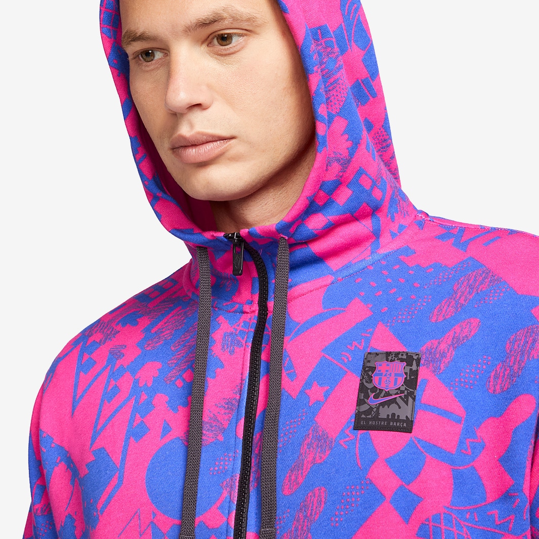 Nike FC Barcelona 21/22 Full Zip Club Hoodie Fireberry/Hyper - Main Image