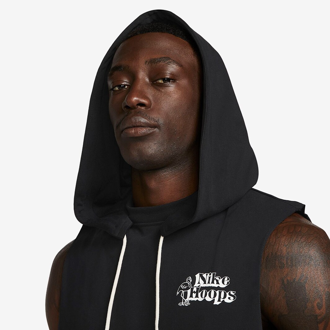 Nike Standard Issue Cutoff Hoodie Black/White Mens Clothing