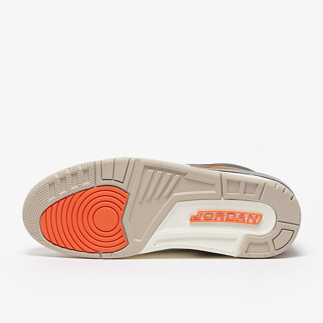 Air Jordan 3 Retro - Black/Rush Orange/Fossil Stone/Sail - Mens Shoes