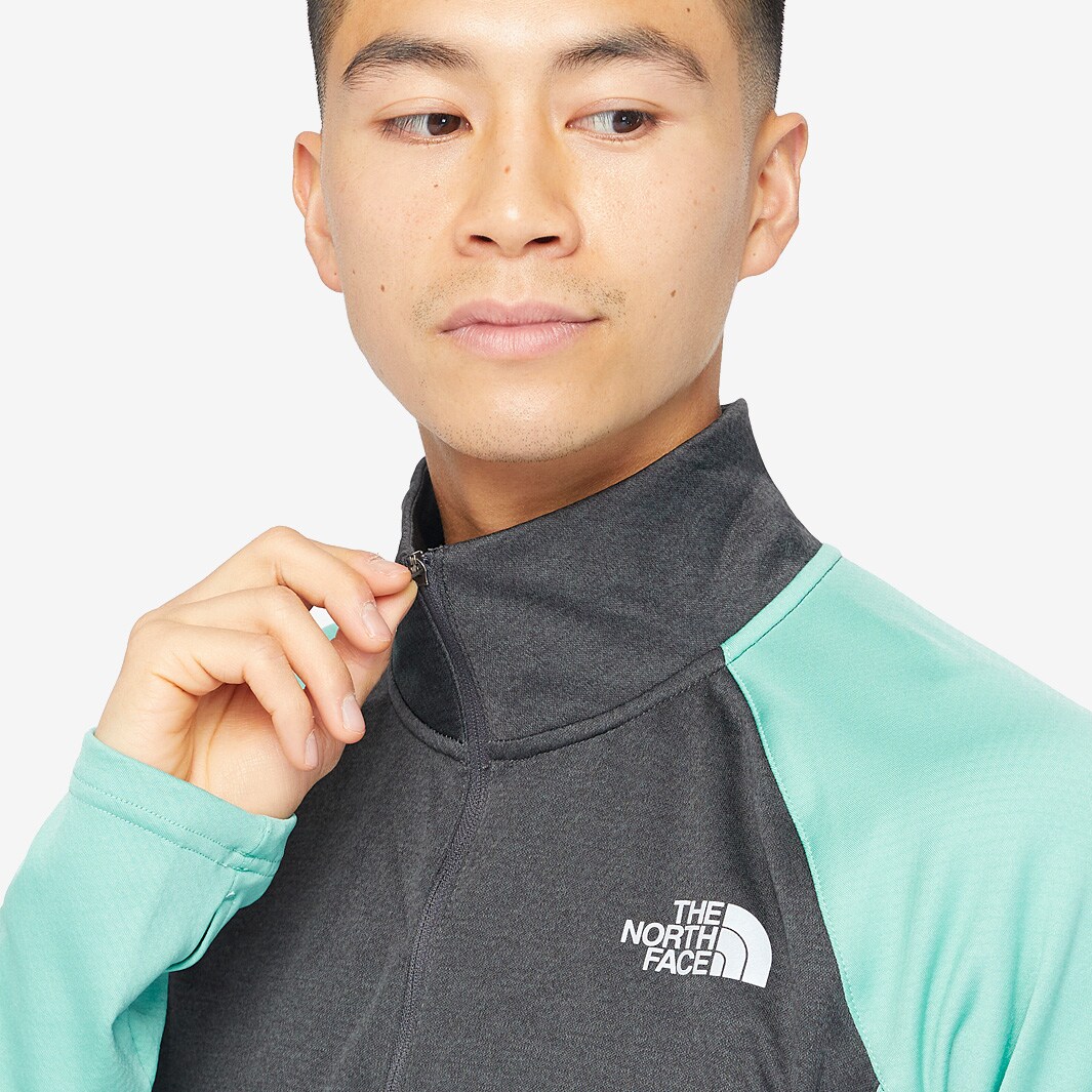 The North Face 1/4 Zip Run Fleece - Tnf Black-Wasabi - Mens Clothing ...