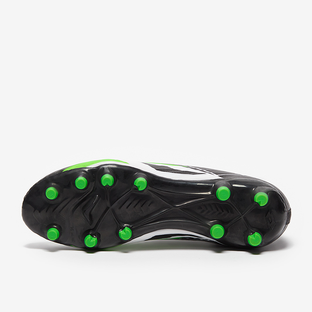 Crampons De Football Lotto Solista 300 VI Gravity FG - Taille US 13 - Noir/vert Printemps - Neuf Dans Boîte