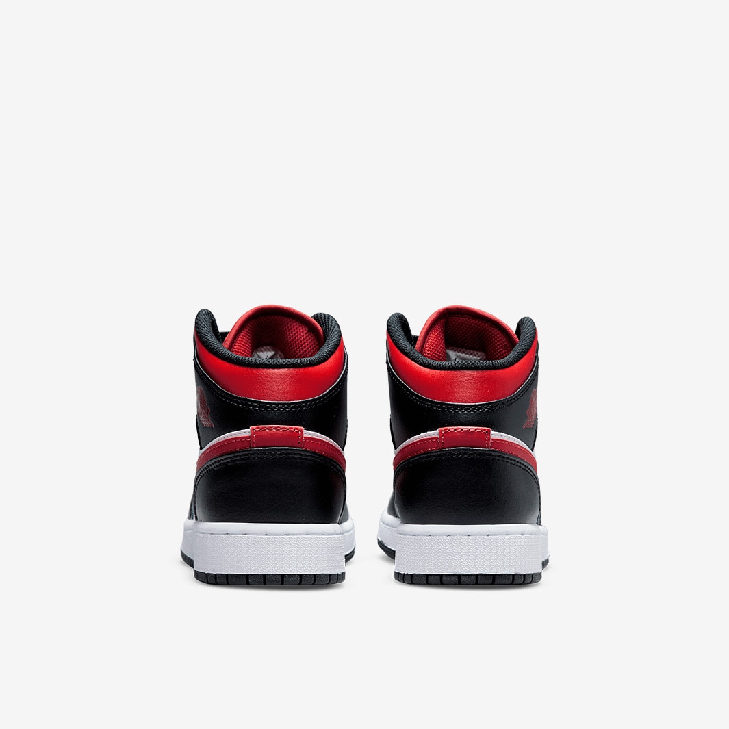 Air Jordan 1 Mid Enfant plus Agé (GS) Noir/Rouge Feu/Blanc
