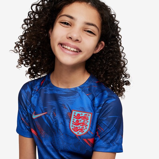 Nike England 22/23 Kids Dri-Fit SS Pre Match Top - Blue Void/Game Royal/Blue Fury image 4 |