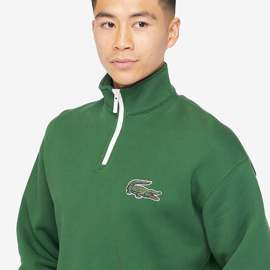 Lacoste Quarter Zip Heritage Sweatshirt Green Tops Mens Clothing