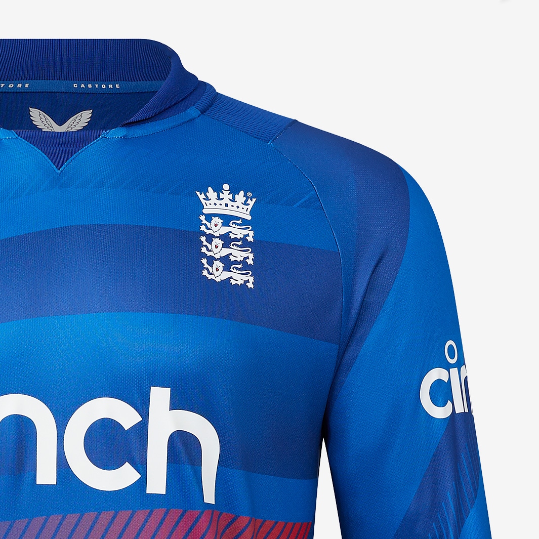Castore ECB England ODI LS Shirt - Sodalite Blue - Cricket Replica ...