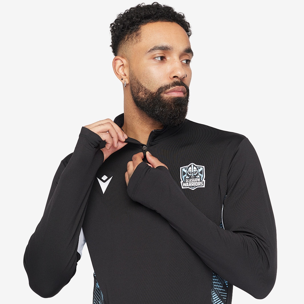 Macron Glasgow 22/23 1/4 Zip Softshell Top - Black/Blue