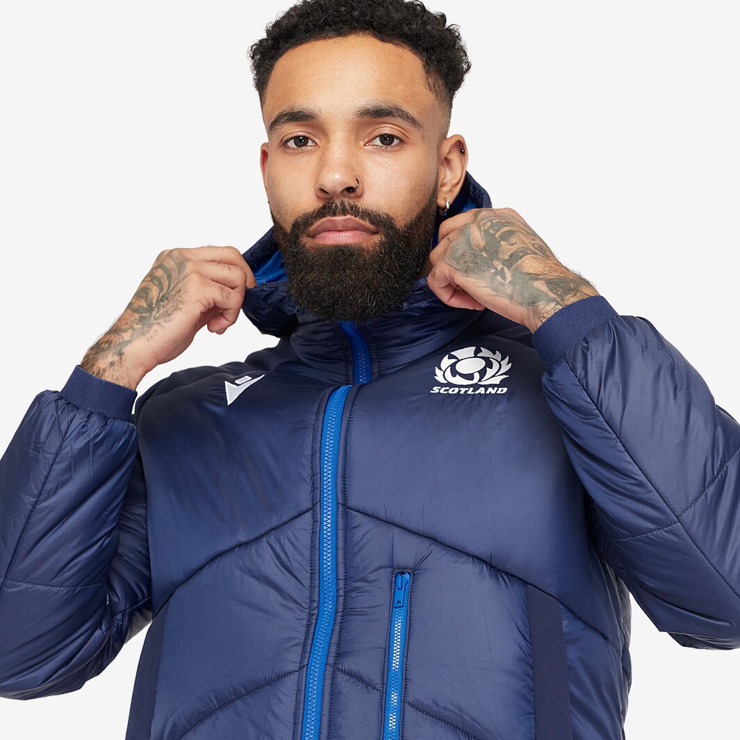 Macron Scotland 22/23 Travel Bomber Jacket - Navy/Royal Blue