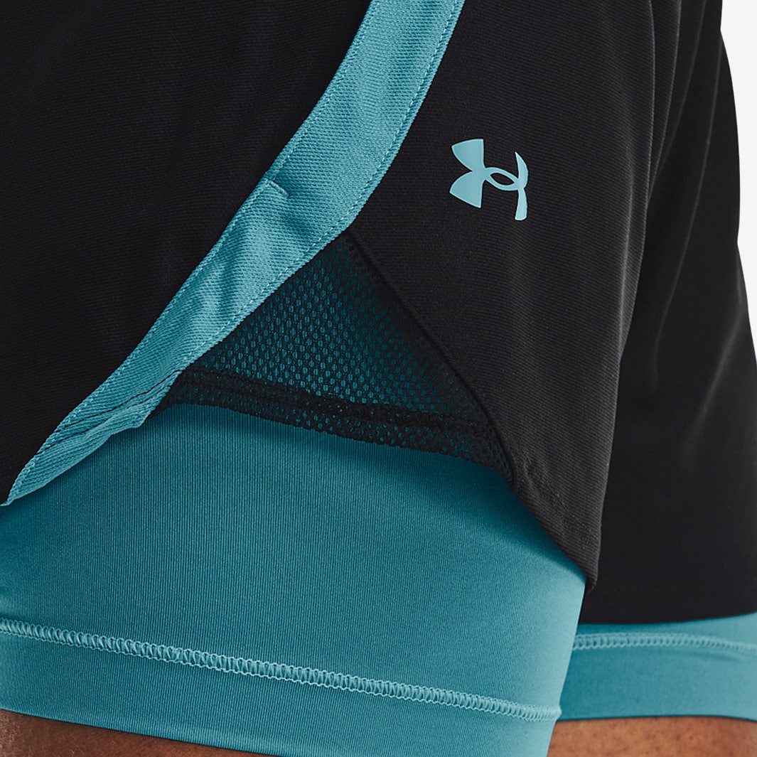 Under Armour Womens Play Up 2in1 Shorts Black/Glacier Blue/Glacier