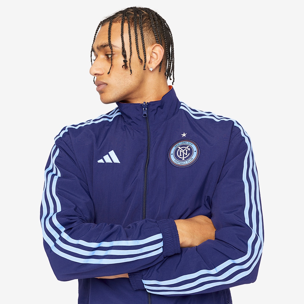 Adidas MLS NewYork FC リバーシブルナイロンジャケット Men's New York City FC adidas Sky Blue/Black 2025 Anthem