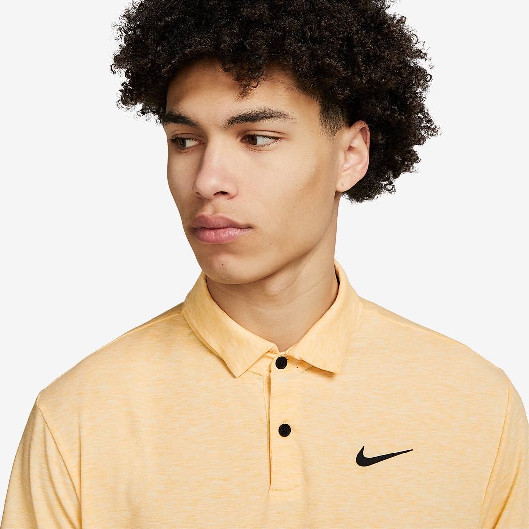 Nike Dri Fit Tour Heathered Polo - Topaz Gold/Black - Mens Clothing ...