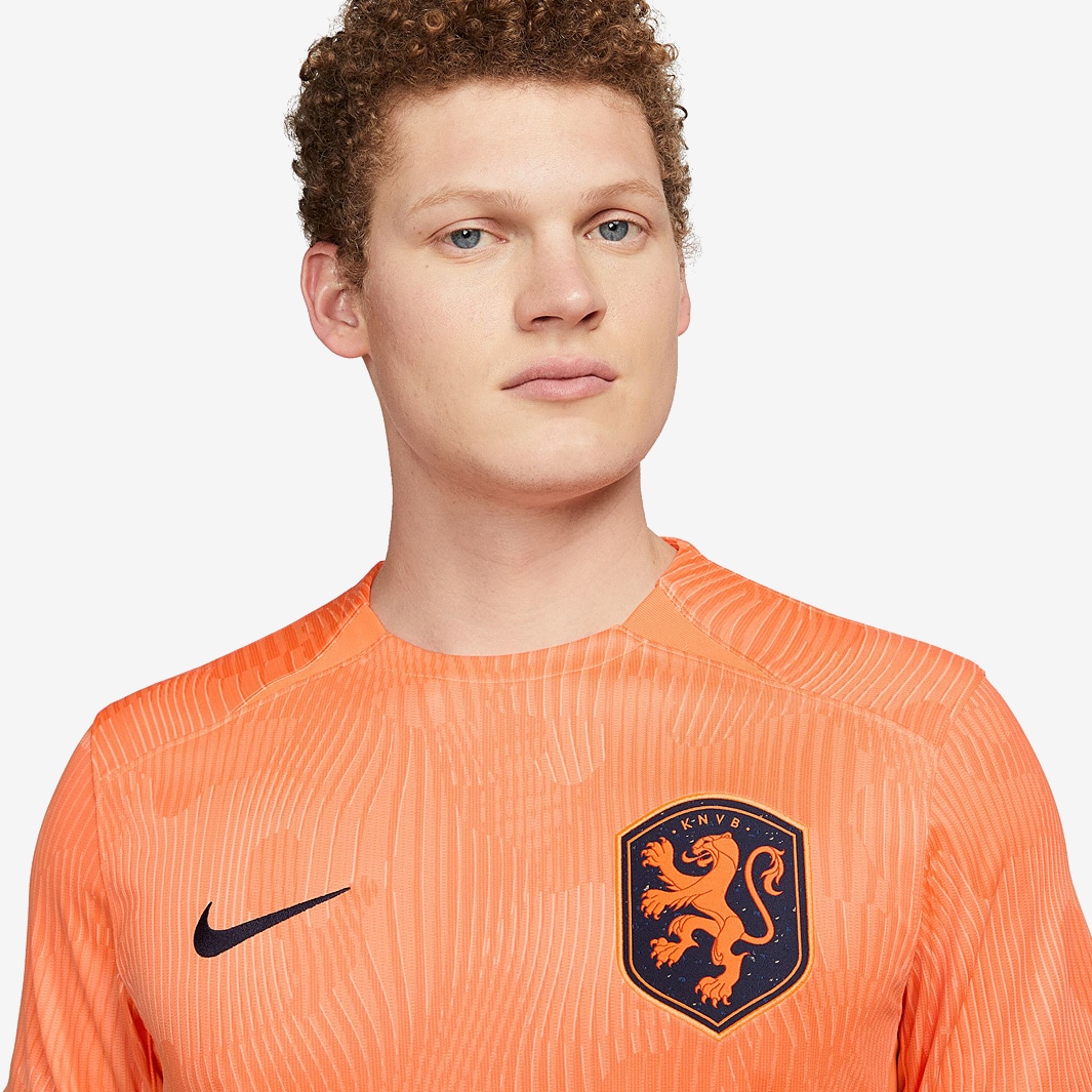 Nike Netherlands 2023 Dri-Fit Stadium SS Home Jersey - Cone/Sunset