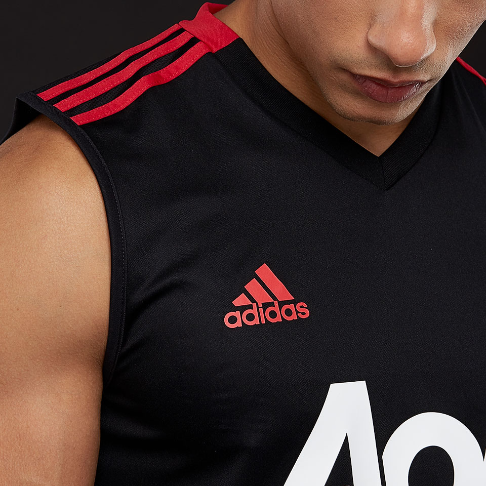 Men's adidas Black/Red Manchester United 2018/19 Sleeveless Training Jersey