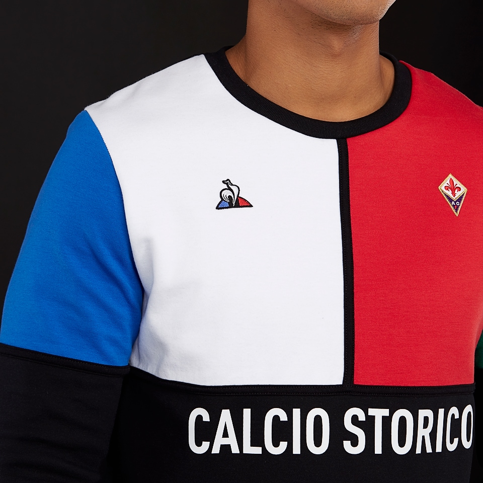 Felpa Le Coq Sportif Fiorentina 18 19 Crew Abbigliamento Ufficiale Uomo Felpe Nero Pro Direct Soccer