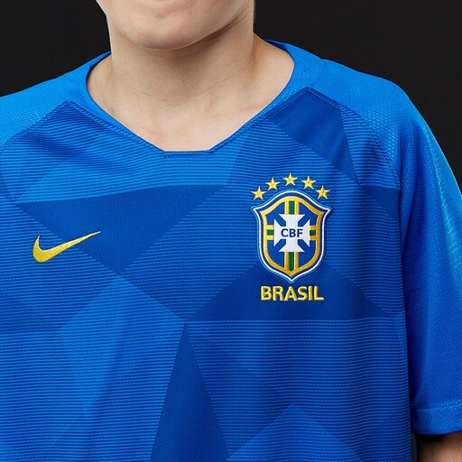 Nike Brazil 2018 Youths Stadium Away SS Jersey - Soar/Midwest Gold image 4 |