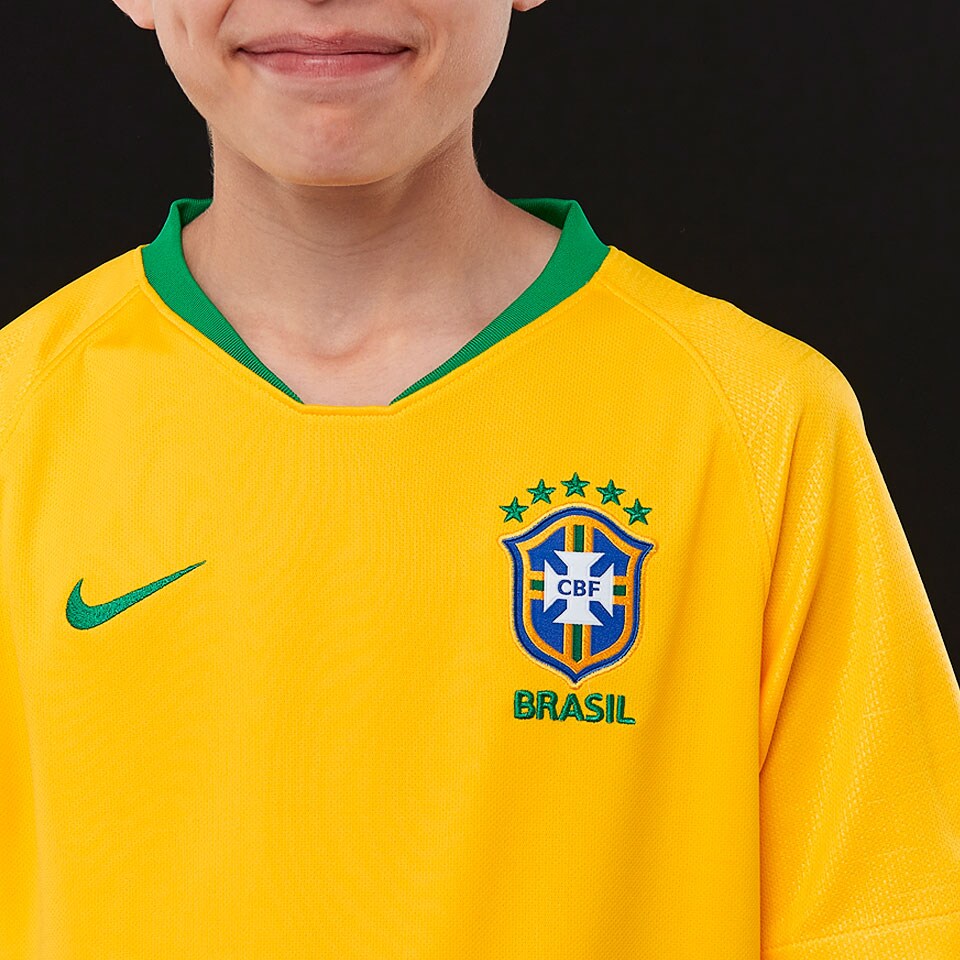 Nike Kinder Brasil CBF Stadium Home T-Shirt, Midwest Gold/Lucky