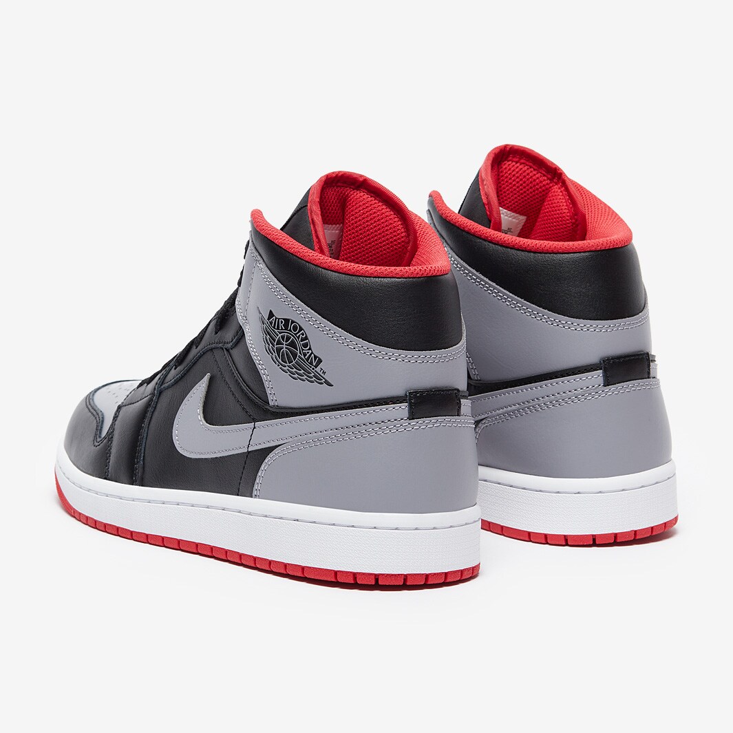 air jordan 1 mid black cool grey gym red